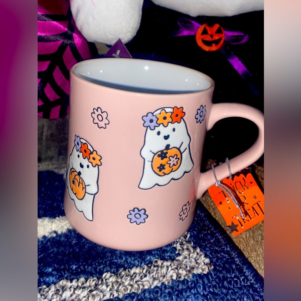 Halloween floral ghost mug